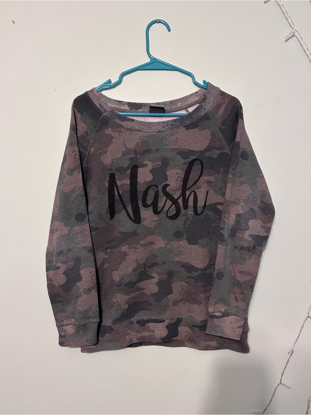 MV Sport Kids' Camo Sweatshirt with 'Nash' Script - Gray and Green